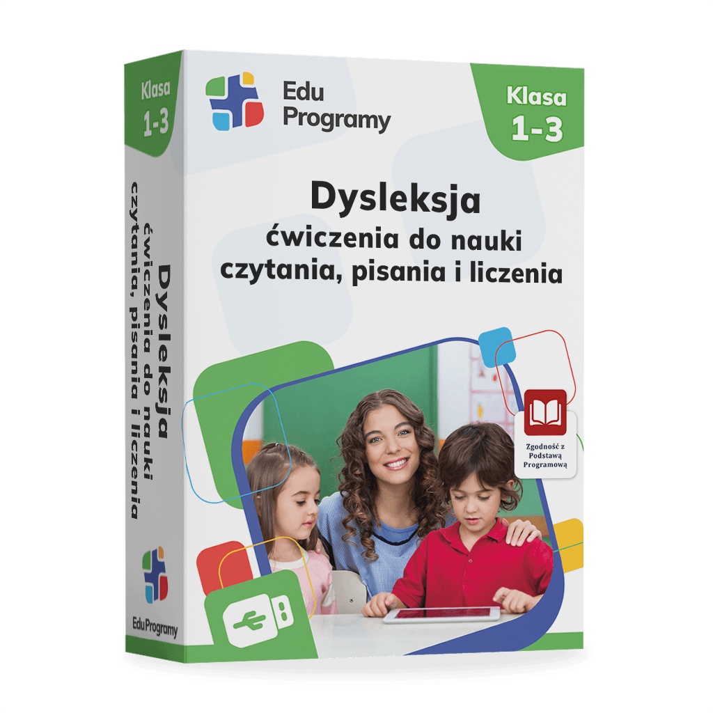 EduProgramy Dysleksja - ćwiczenia czytania, pisania i liczenia klasy 1-3 - opakowanie