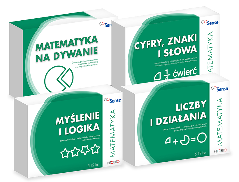 GoSense Matematyka - zestaw czterech programów, widok pudełek od frontu