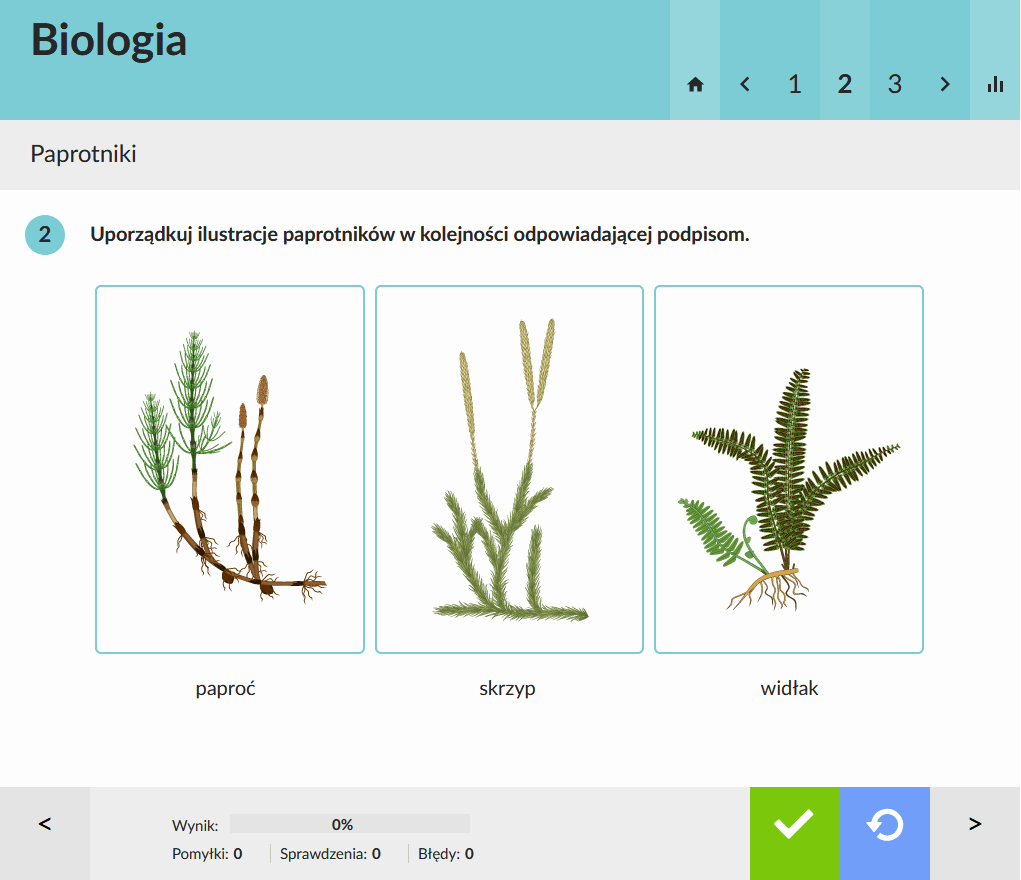 eduPaka Biologia - ćwiczenie o paprotnikach