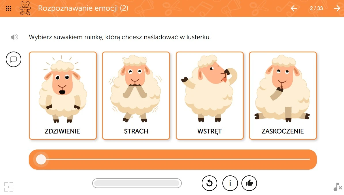 mTalent Wczesne wspomaganie rozwoju - ekran zajęć z pomocy terapeutycznych