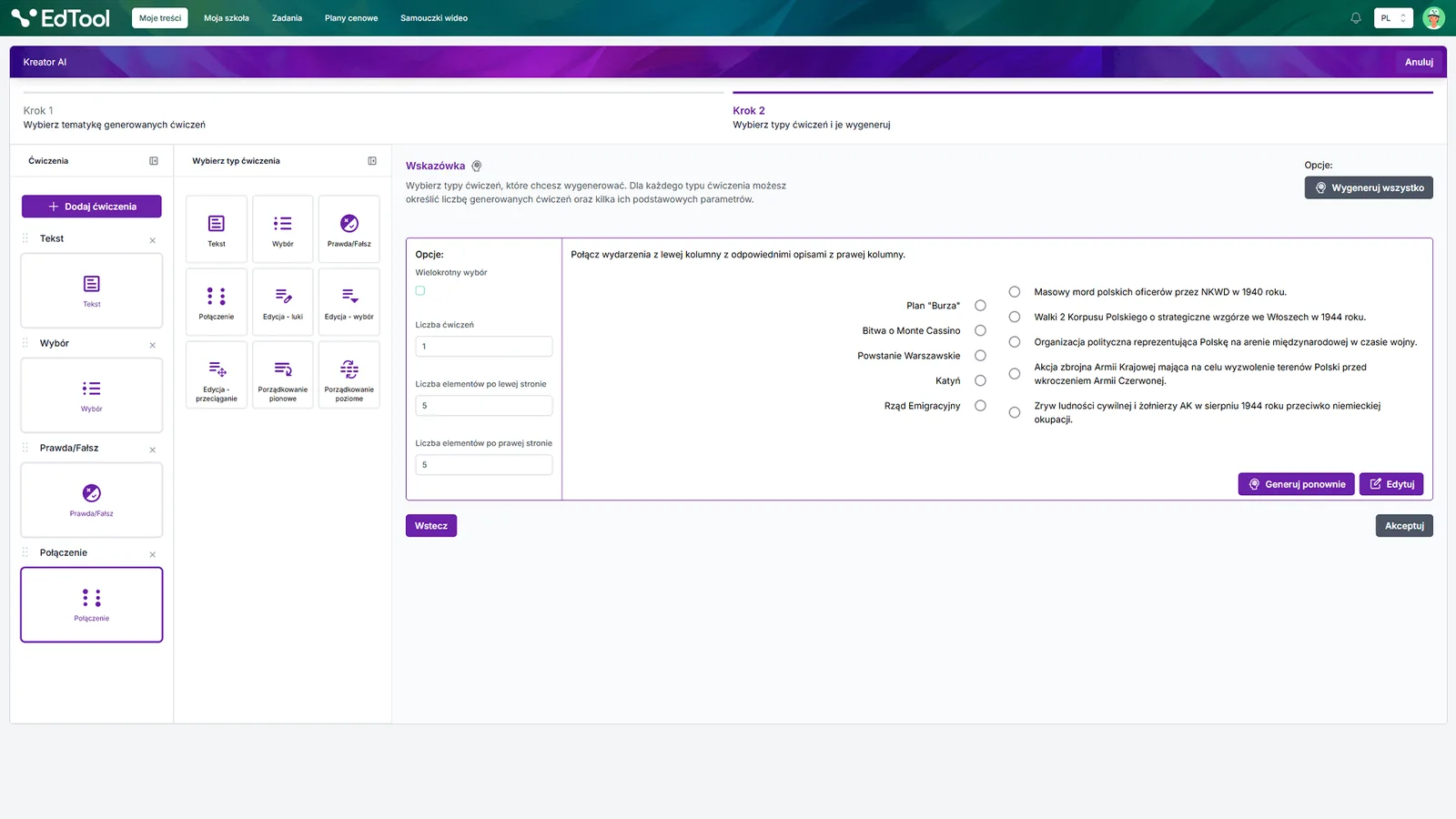 EdTool - generator interaktywnych lekcji i ćwiczeń AI