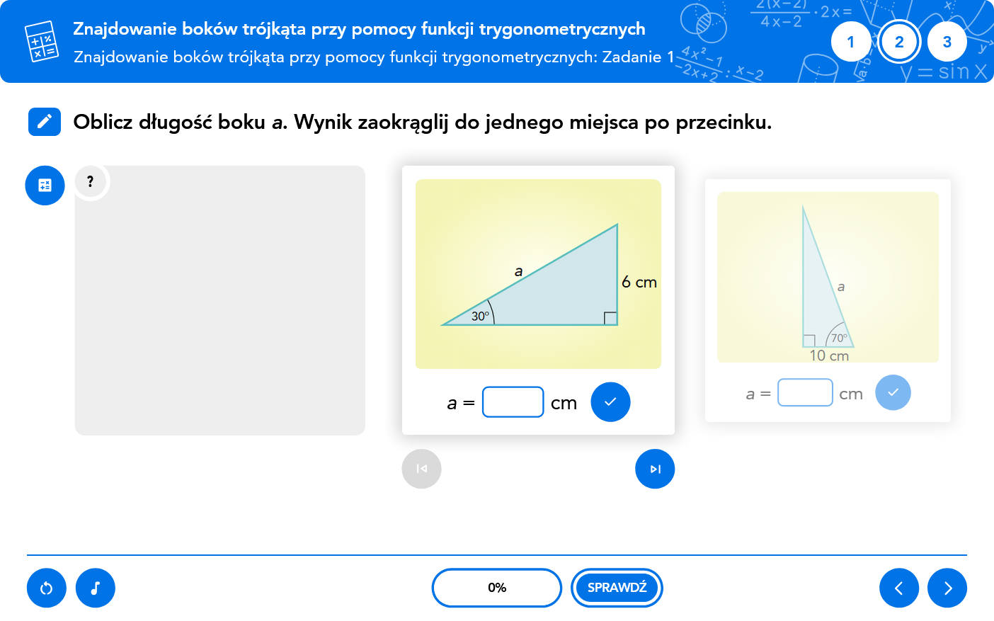 Ćwiczenia z trygonometrii i kalkulatora w programie Matematyka Teoria i Praktyka