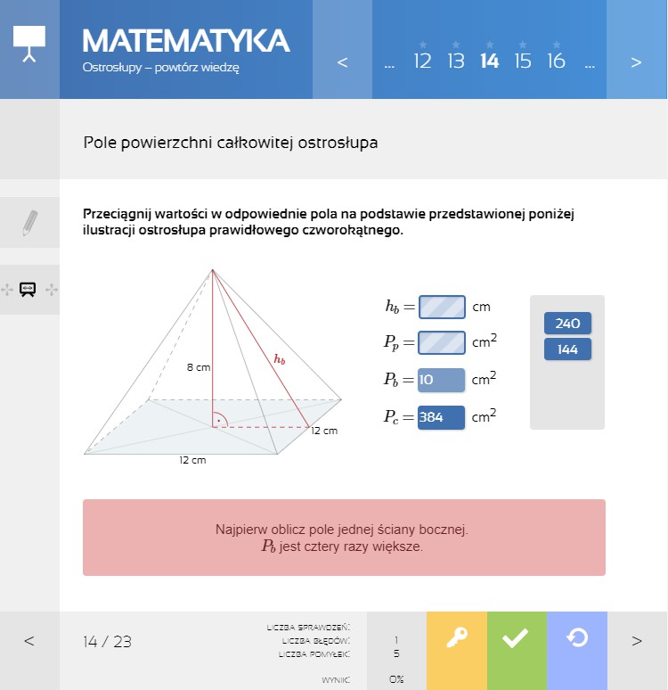 MPP Matematyka - pole powierzchni całkowitej ostrosłupa