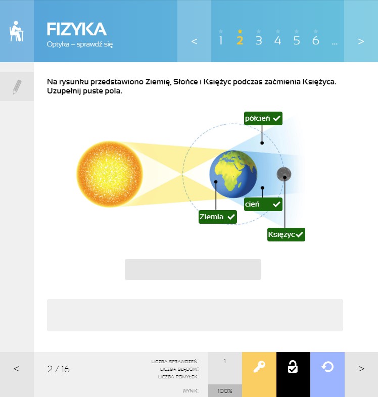 MPP Fizyka - ekran Optyka, zaćmienie Księżyca