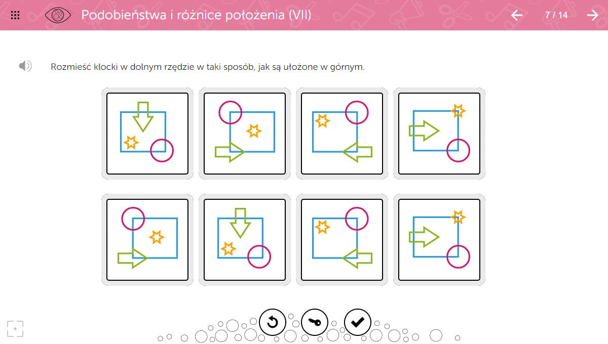 mTalent Percepcja wzrokowo-słuchowa - ćwiczenie podobieństw i różnic położenia