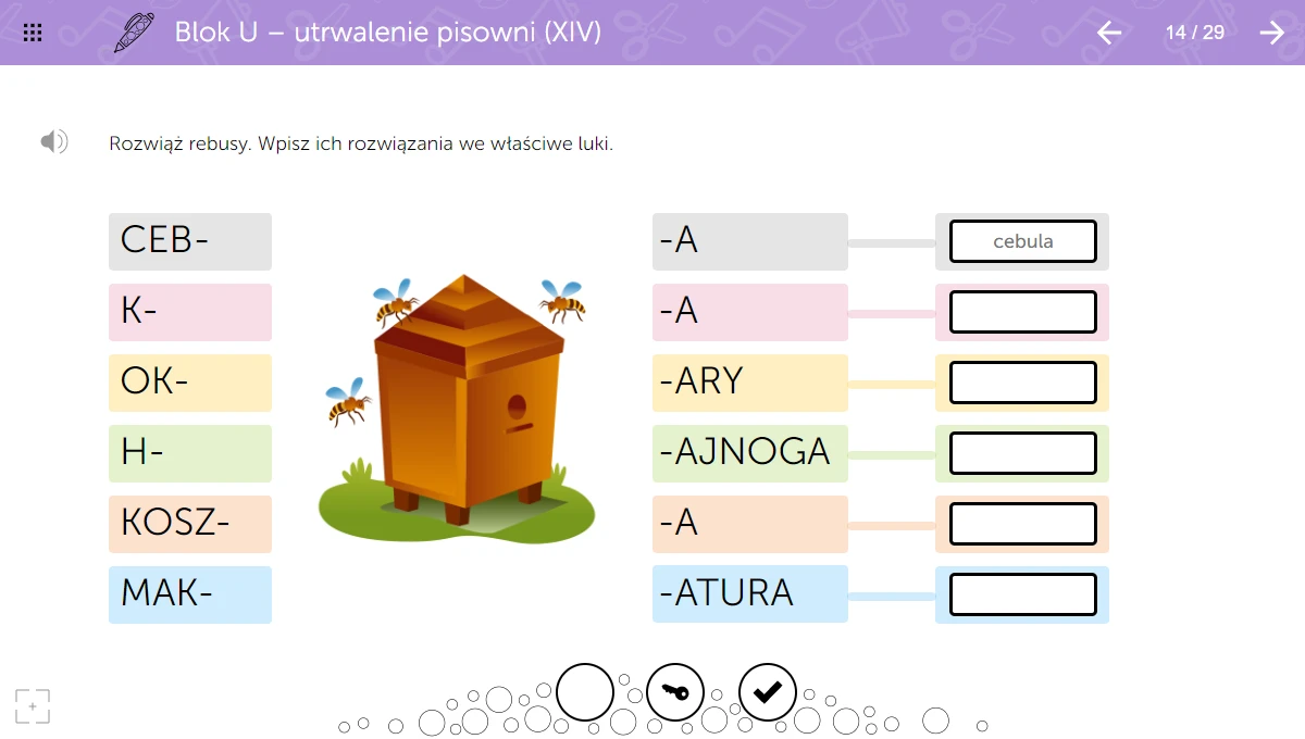 mTalent Ortografia - drugi przykładowy ekran interaktywny
