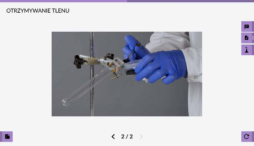 Doświadczenie laboratoryjne otrzymywania tlenu - widok z programu