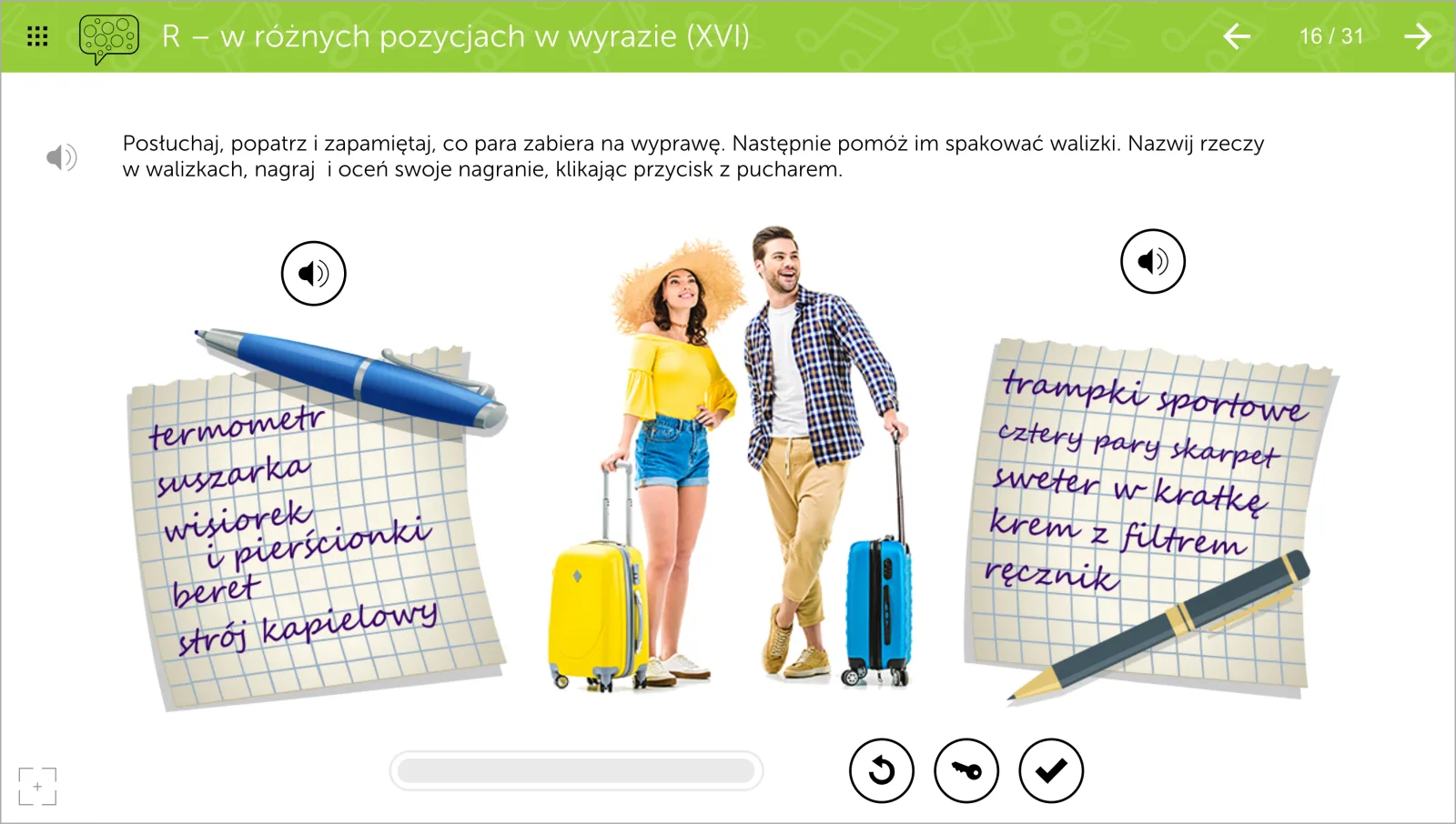 mTalent Zajęcia Logopedyczne dla młodzieży i dorosłych - drugi ekran ćwiczenia