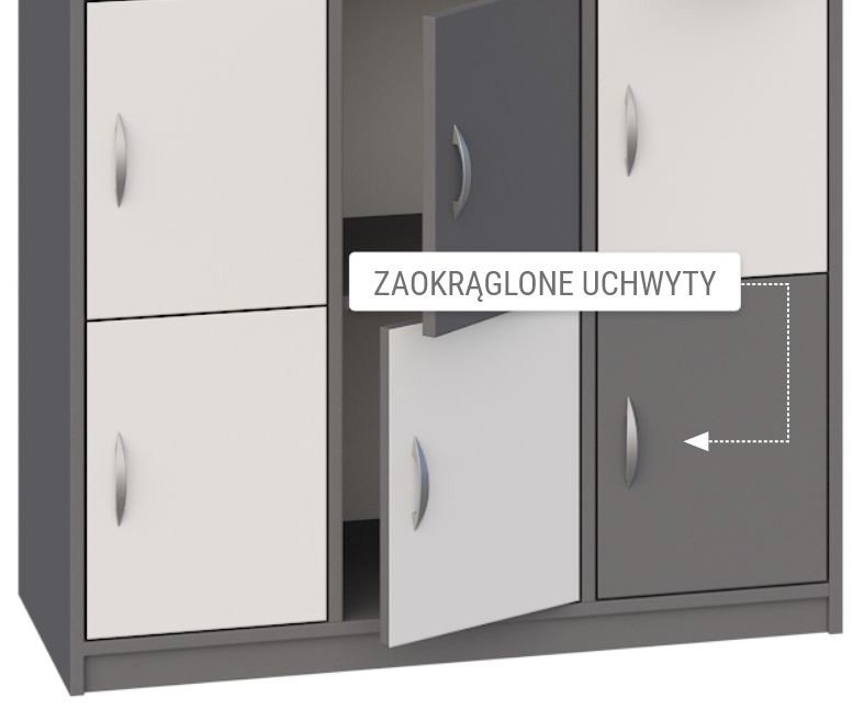 Zaokrąglony uchwyt na froncie szuflady kolekcji Ultra