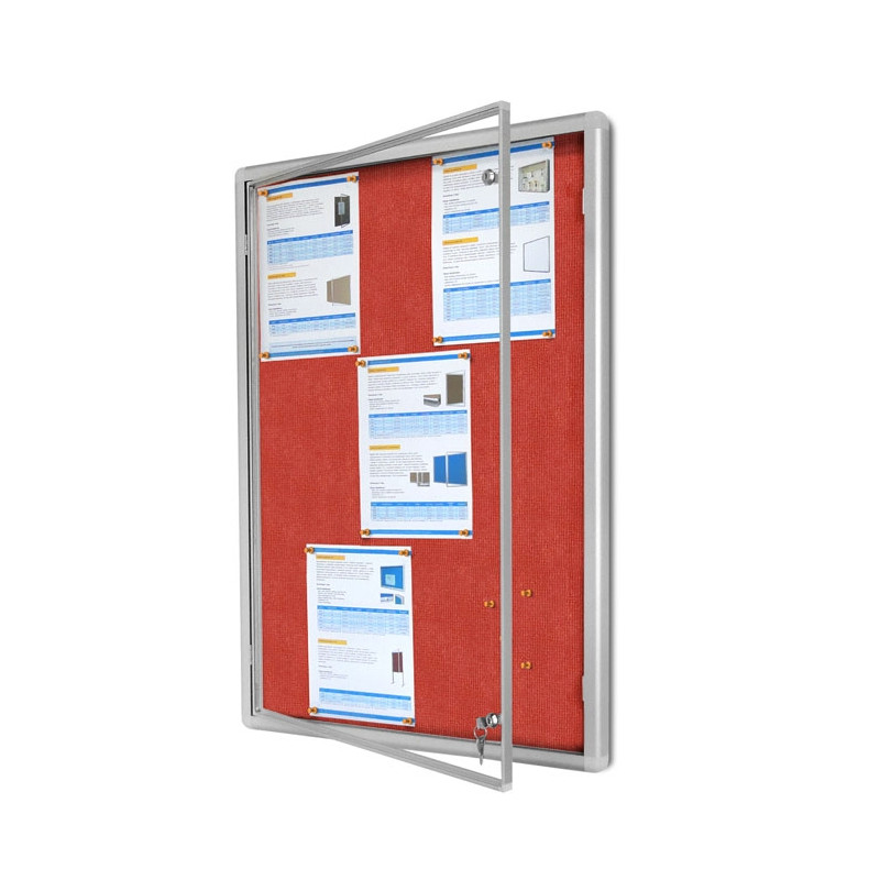 Gablota ogłoszeniowa GC 100x100 cm - wariant z podłożem tekstylnym czerwonym