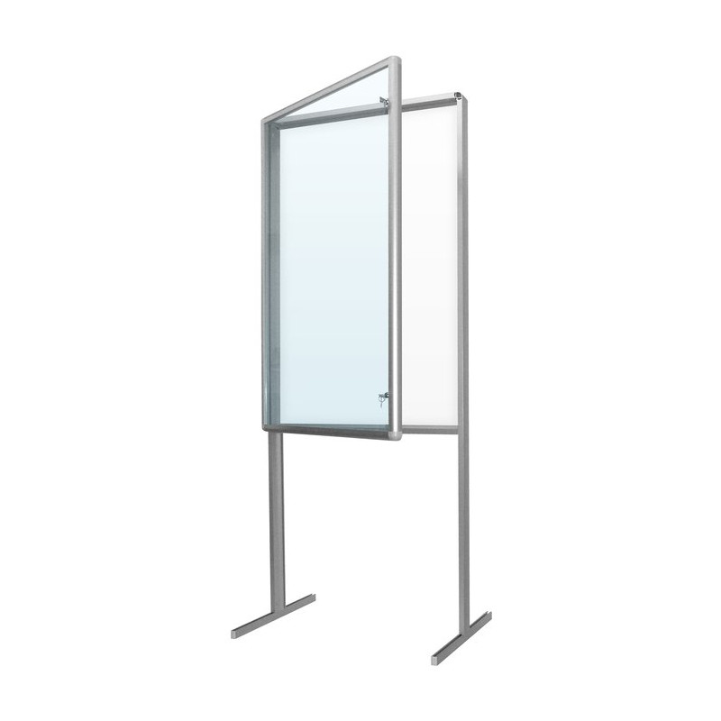 Gablota wolnostojąca GWL 80x120x190 cm - widok od frontu, podłoże magnetyczne białe