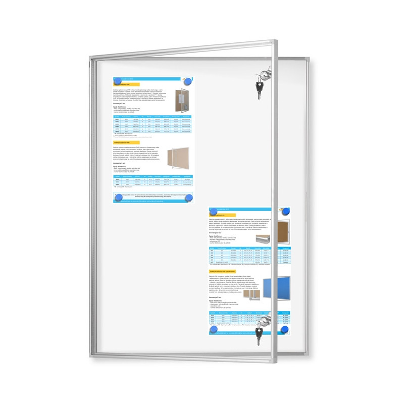 Gablota zewnętrzna GMZ 60x90 cm - uchylone skrzydło drzwi z zamkiem patentowym