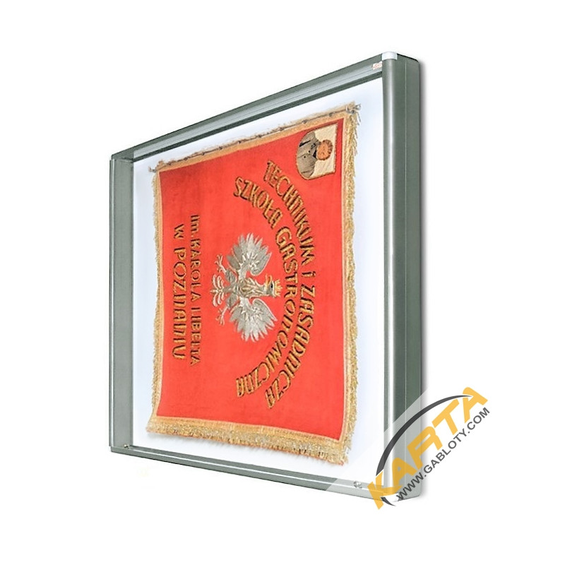 Gablota na sztandar GSZ 120x120x10 cm srebrna - widok od frontu