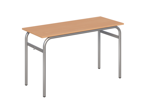 Stolik szkolny 2-osobowy Alan - widok z profilu fi 32 i 40x20 mm ze stopkami poziomującymi
