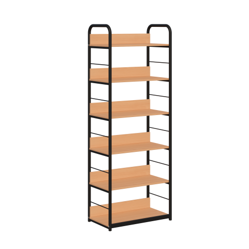 Regał biblioteczny C jednostronny z zabezpieczeniem tyłu - 2100 × 800 × 370/450 mm, rama fi 32 mm