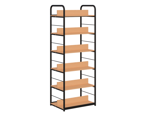 Regał biblioteczny dwustronny B wzmocniony - 2100 × 800 × 470/550 mm, rama fi 32 mm, nośność 30 kg/półkę