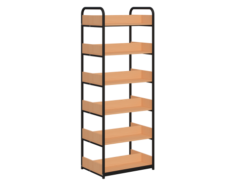 Regał biblioteczny dwustronny B wzmocniony z bokami z płyty - 2100 × 800 × 470/550 mm, nośność 30 kg/półkę