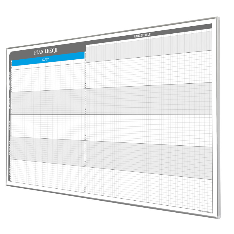 Plan lekcji dla 30 klas i 70 nauczycieli 189x92cm magnetyczny suchościeralny - widok produktu