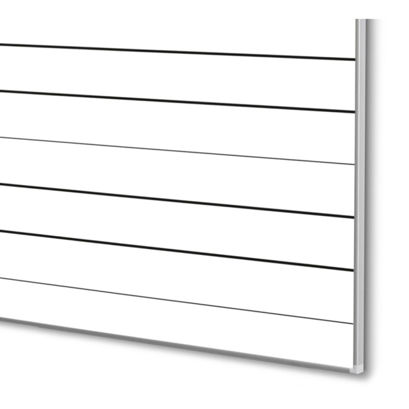 Zbliżenie na nadruk linii dla klas 1-3 oraz ramę aluminiową tablicy TBN