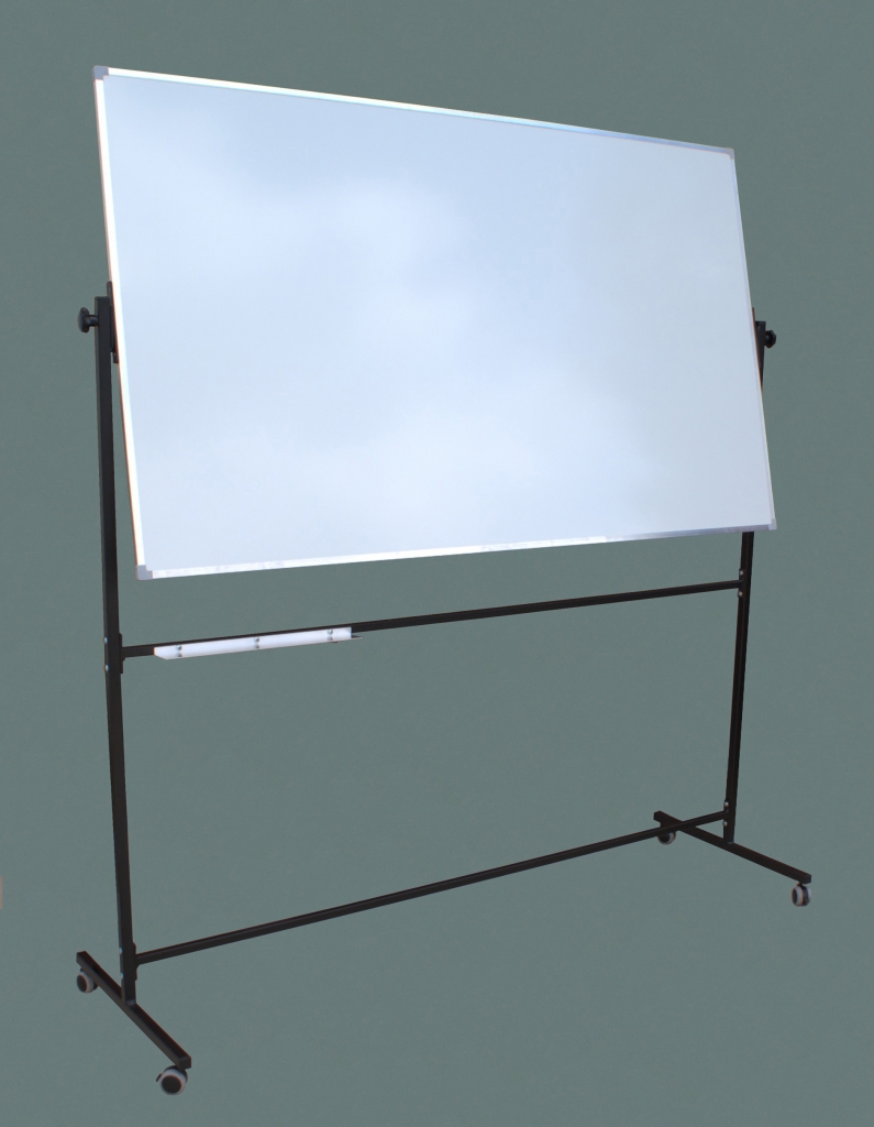 Tablica obrotowa dwustronna ceramiczna biała 170 x 100 cm na stojaku jezdnym Bold - widok od frontu