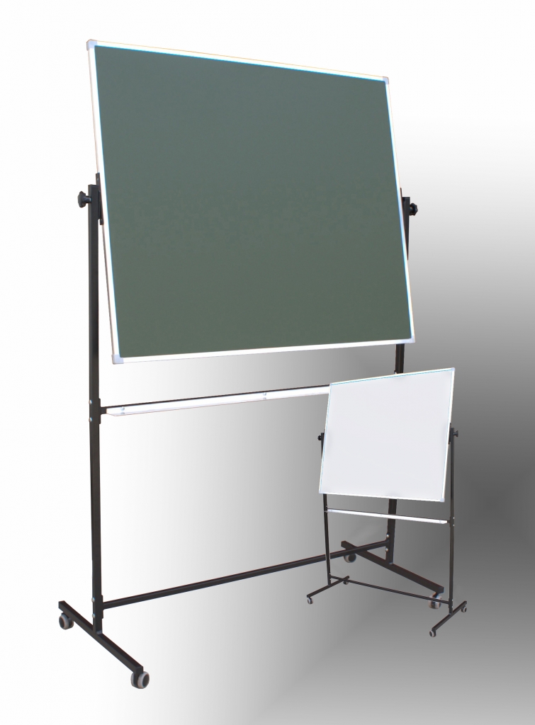 Tablica obrotowa dwustronna mieszana zielono-biała 120x100 cm na stojaku - widok ogólny