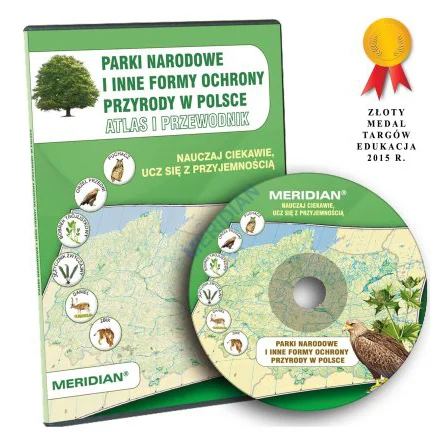 Parki narodowe i inne formy ochrony przyrody w Polsce - okładka płyty CD i krążek Meridian