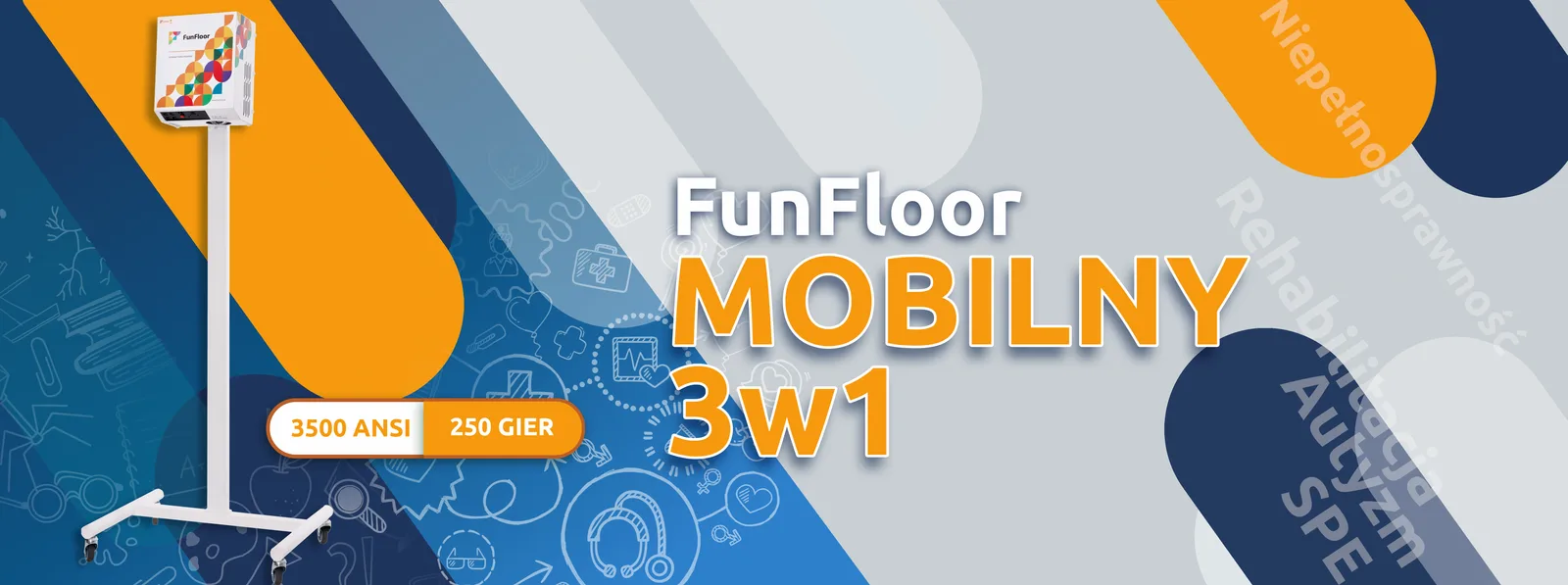 FunFloor Mobilny 3w1 - tryby projekcji na podłogę, stół i ścianę