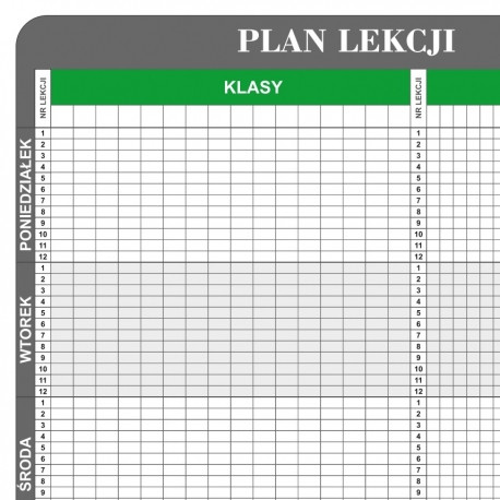 Plan lekcji T3 dla 25 klas, 25 sal i 40 nauczycieli 170x92cm, magnetyczny suchościeralny - zdjęcie 4
