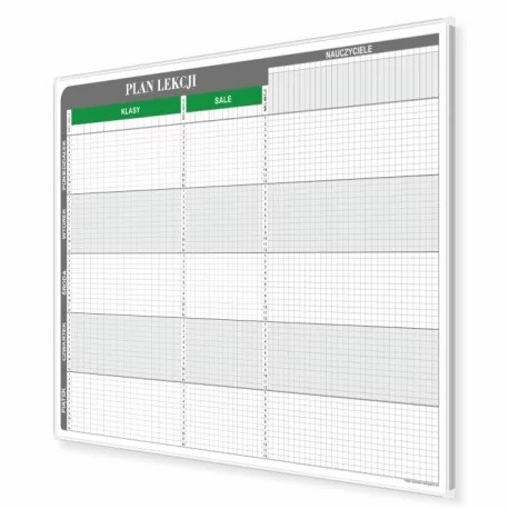 Plan lekcji T3 dla 12 klas, 12 sal i 20 nauczycieli 100x92cm, suchościeralny magnetyczny - zdjęcie 3